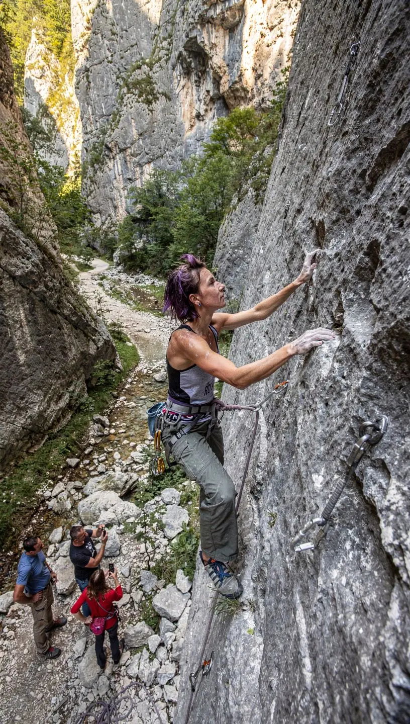 A group of tourists enjoying a guided hiking tour along the scenic trails of Slovak Paradise.
